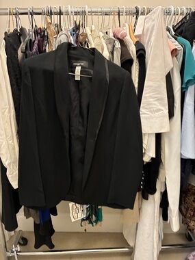 Jones New York Black Open-Front Satin-Trim Blazer 👵MT